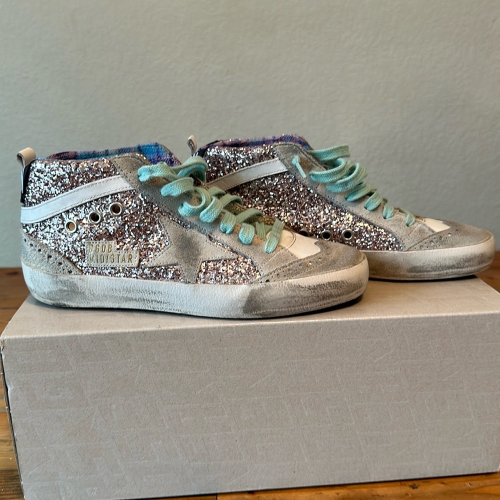Rare Golden Goose Mid Star High Top Pink Glitter - 35